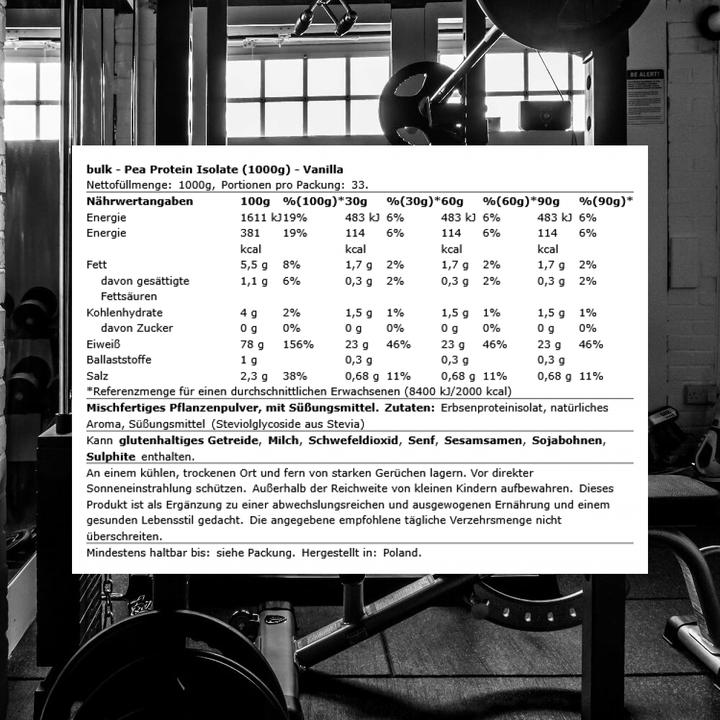 Produktbild Bulk Pea Protein Isolate (1000 g, Vanille)