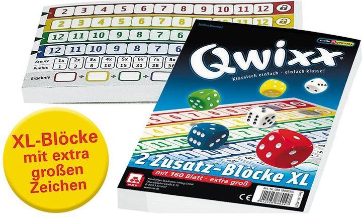 Actual product image NSV Qwixx XL additional blocks (German)