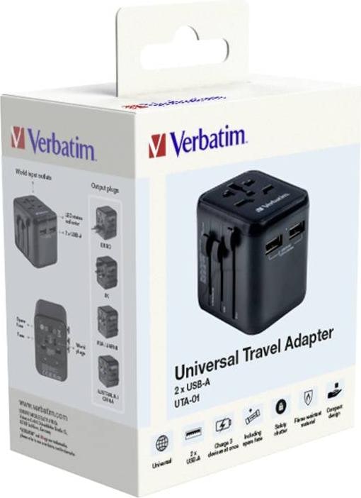 Productafbeelding Verbatim Universele reisadapter met 2 x USB-A poorten
