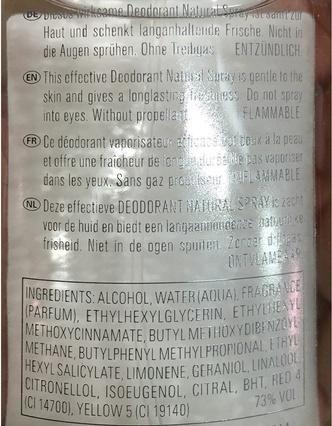 Valeurs nutritives et ingrédients S.Oliver Original Women Déodorant Verre 75Ml (Spray, 75 ml)