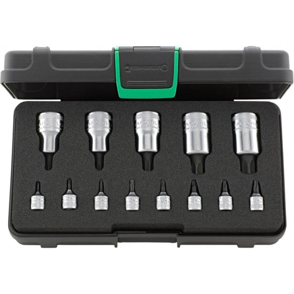 Stahlwille, Steckschlüssel + Stecknuss, Satz Stifteinsätze TORX 1/4" + 1/2"