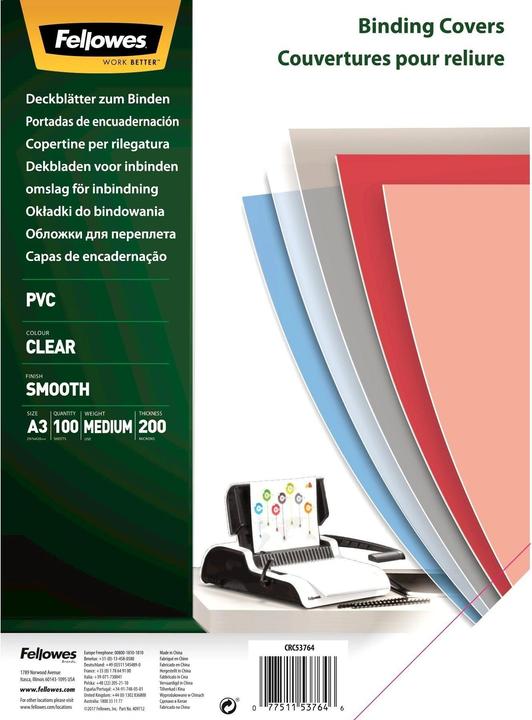 Produktbild Fellowes PVC Deckblätter (A3, 200 Mikron)