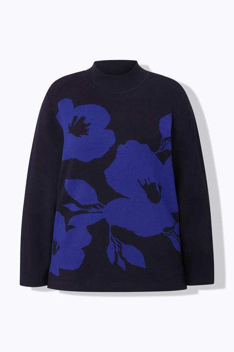 Produktbild Ulla Popken Pullover, Blüten, Oversized, Stehkragen, Langarm (54)