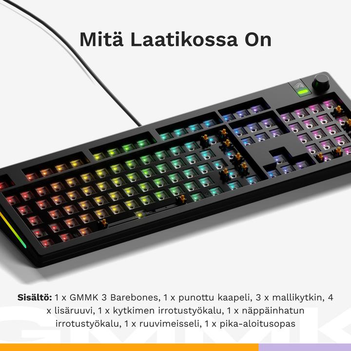 Actual product image Glorious GMMK 3 100% Barebones Wired Black - ISO (Barebone, Cable)