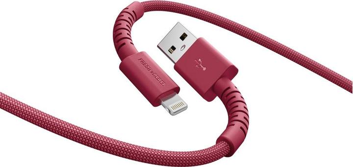 Image du produit Fresh'N Rebel Fresh 'n Rebel USB-A zu Lightning silicone geflochtenes Kabel "FlexWave" 2m, Berry Red (2 m, 30 W)