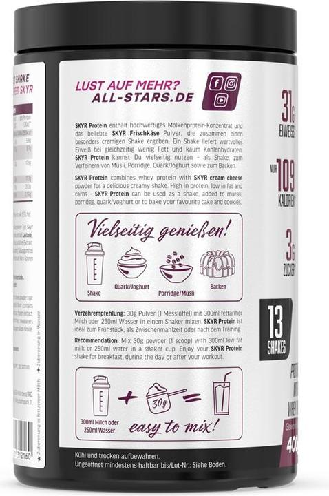 Actual product image All Stars Skyr protein (Berry mix, Yoghurt, 1 pcs., 400 g)