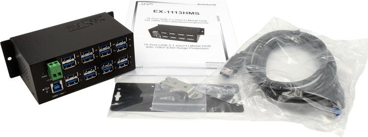 Image du produit Exsys EX-1113HMS, 16xUSB 3.0/3.1 HUB en métal (USB-B, 16 ports)