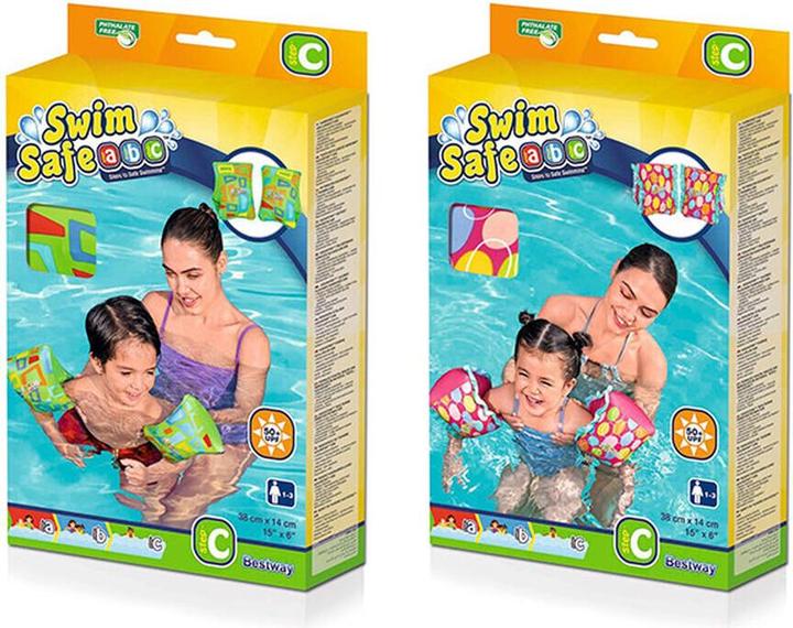 Actual product image Bestway Swim Safe ABC AquaStar Fabric Inflatable Bracelet Floaties S/M, Swim bracelets, Boy/Girl, Fabr