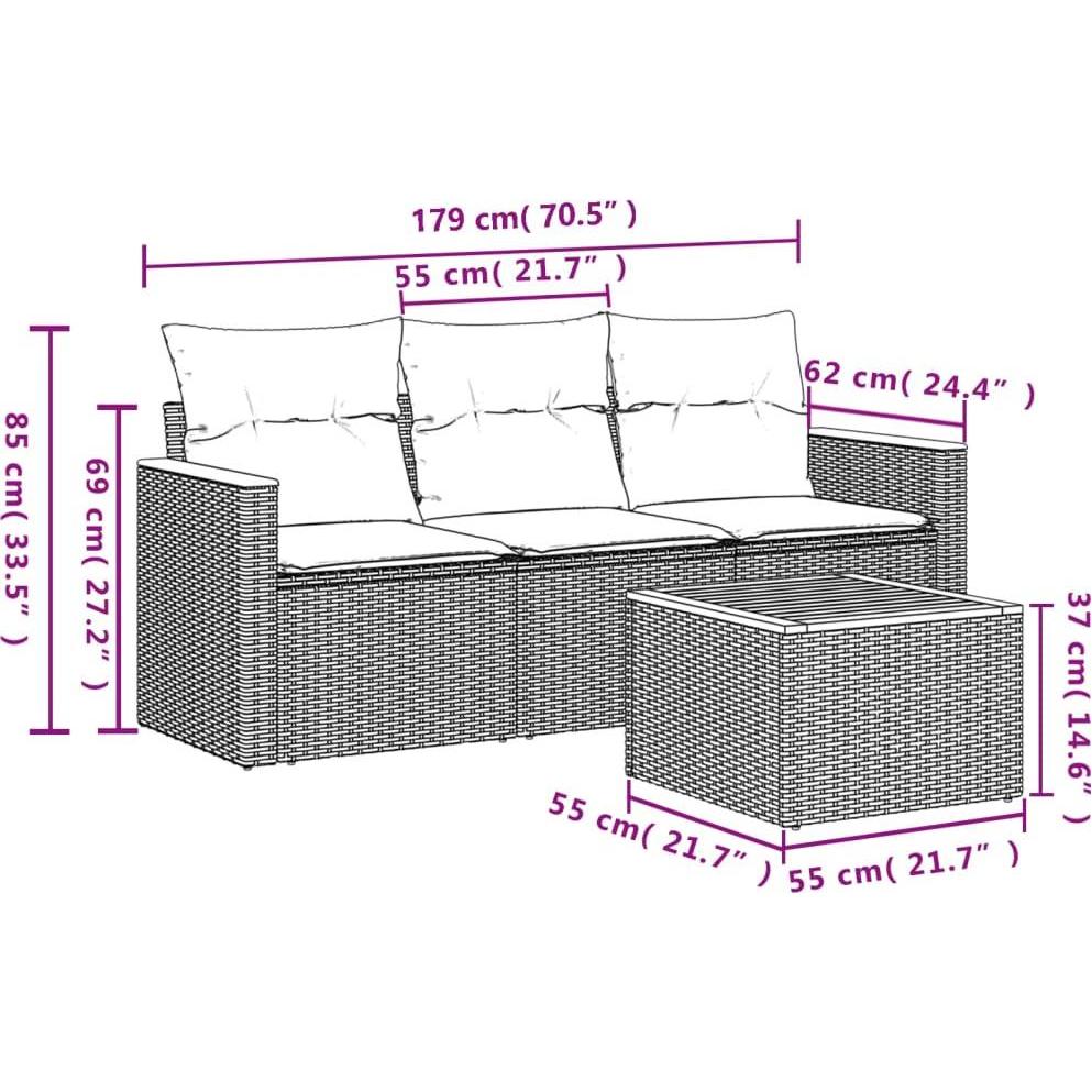 Thumbnail - VidaXL, Gartenlounge, 10-tlg. Garten-Lounge-Set mit Kissen