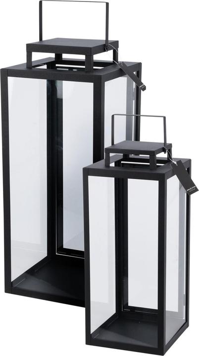 Mojawo 2tlg Metall Laternen Set Schwarz Gartenlaterne Windlicht H50/40cm