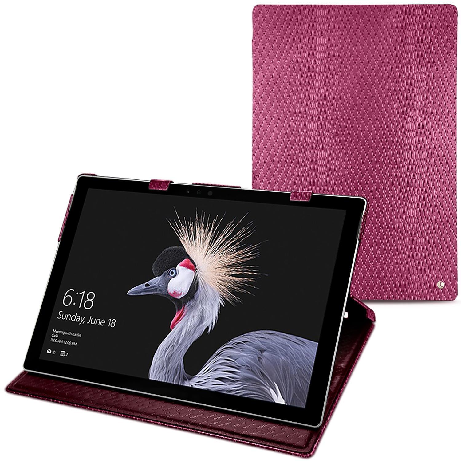 Noreve Lederschutzhülle vertikal (Surface Pro (2017)), Tablet Hülle, Rosa