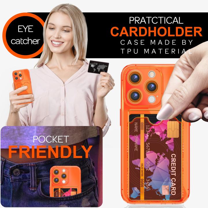 Immagine prodotto Nalia Portacarte trasparente in silicone trasparente al neon (Apple iPhone 16 Pro Max)