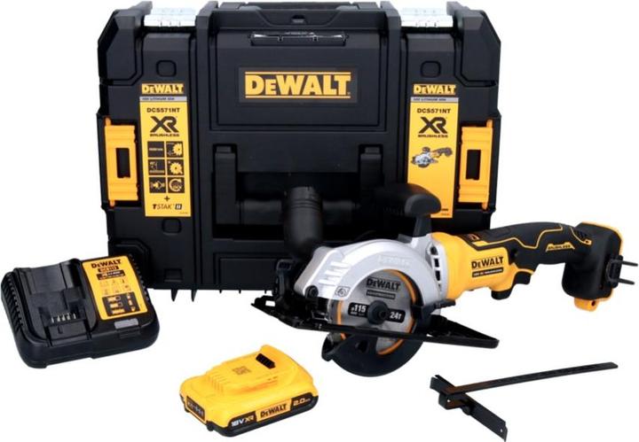 Immagine prodotto DeWalt DCS 571 D1 Sega circolare portatile a batteria 18 V 115 mm Brushless + 1x batteria 2,0 Ah +