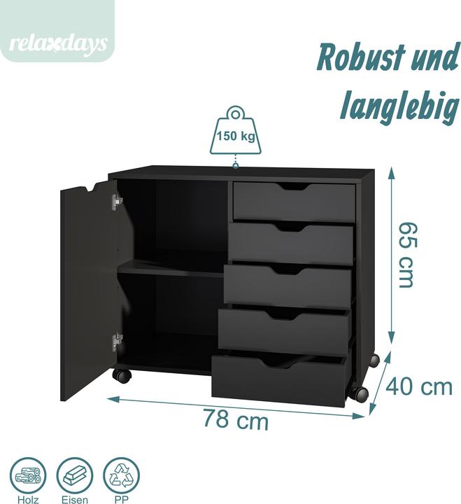 Produktbild Relaxdays Rollcontainer (40 x 40 x 65 cm)