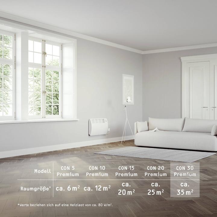 Produktbild Stiebel Eltron CON 30 Premium, 3,0 kW Wandkonvektor für ca. 35 m², VDE geprüft (3000 W)