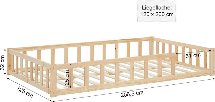 Produktbild Homestyle4u Kinderbett mit Lattenrost (120 x 200 cm)