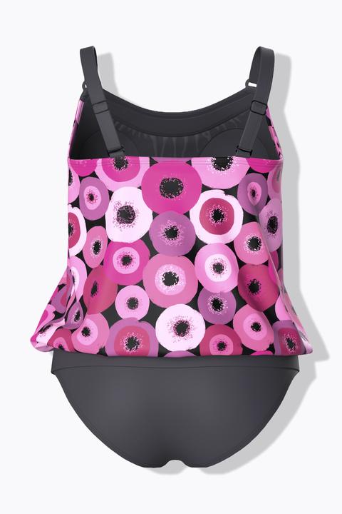 Actual product image Ulla Popken Circle Print Elastic Hem Tankini Set (56)