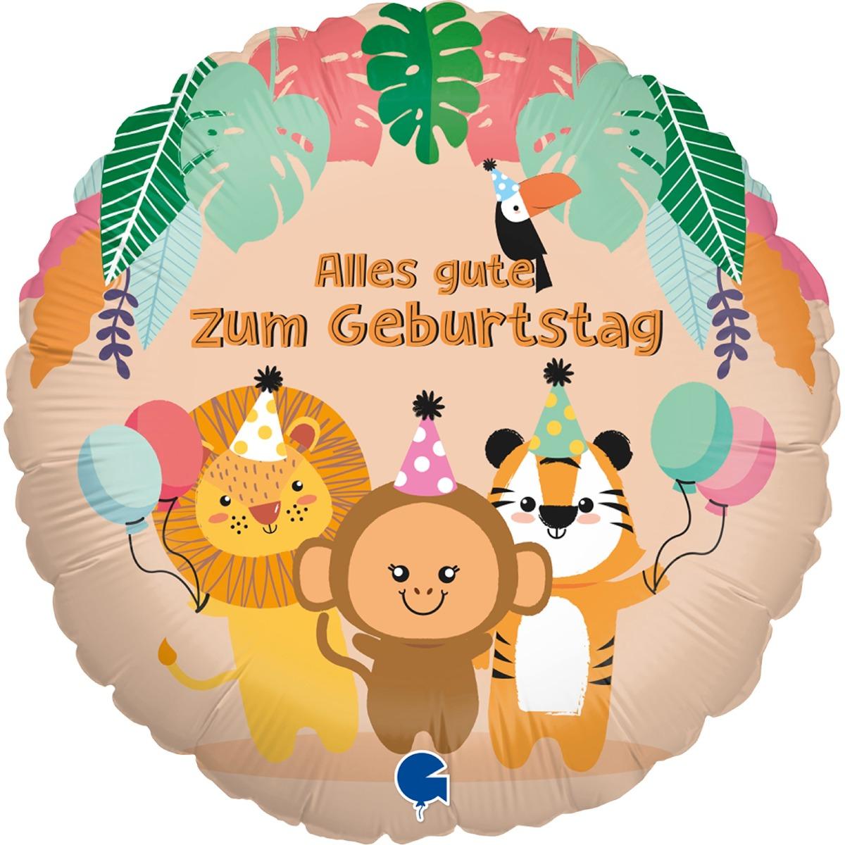 Grabo Balloons Ballon Alu Rond - 'Alles Gute Zum Geburstag' Jungle (46cm)