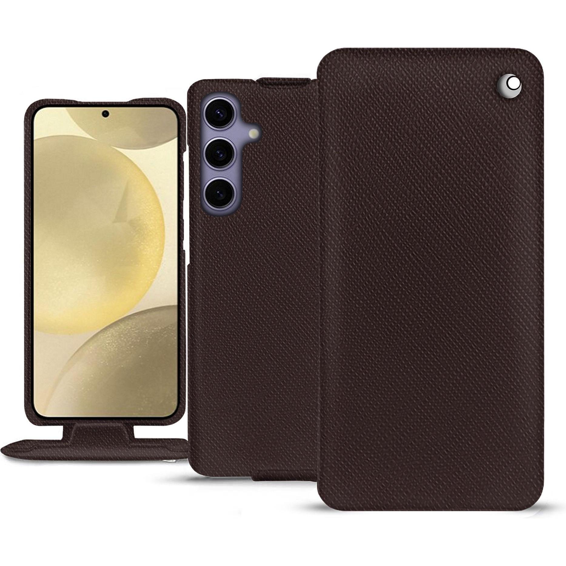Noreve Lederschutzhülle vertikal (Samsung Galaxy S24+), Smartphone Hülle, Braun