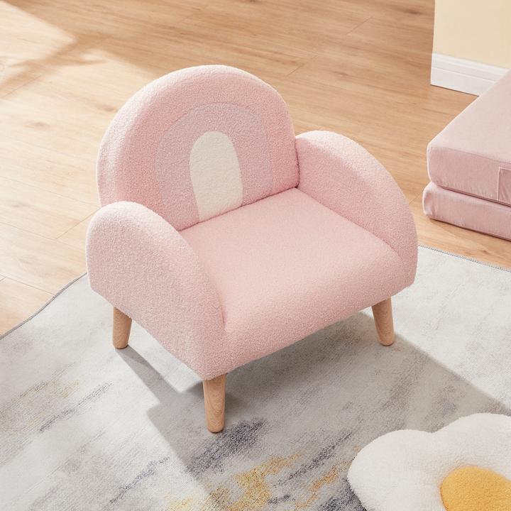 Immagine prodotto En.Casa Kindersessel Sorreindi 50x50x45 cm Teddystoff Rosa (Poltrona per bambini)