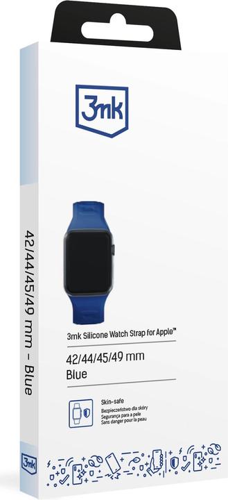 Produktbild 3MK Silicone Watch Strap Niebieski/Blue dla Apple Watch 42/44/45/49mm (42 mm, 49 mm, 45 mm, 44 mm, Silikon, Edelstahl)