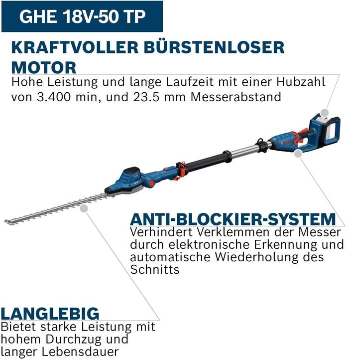 Produktbild Bosch Professional Bosch Heckenschere GHE 18V-50 TP (solo) (Akkubetrieb)