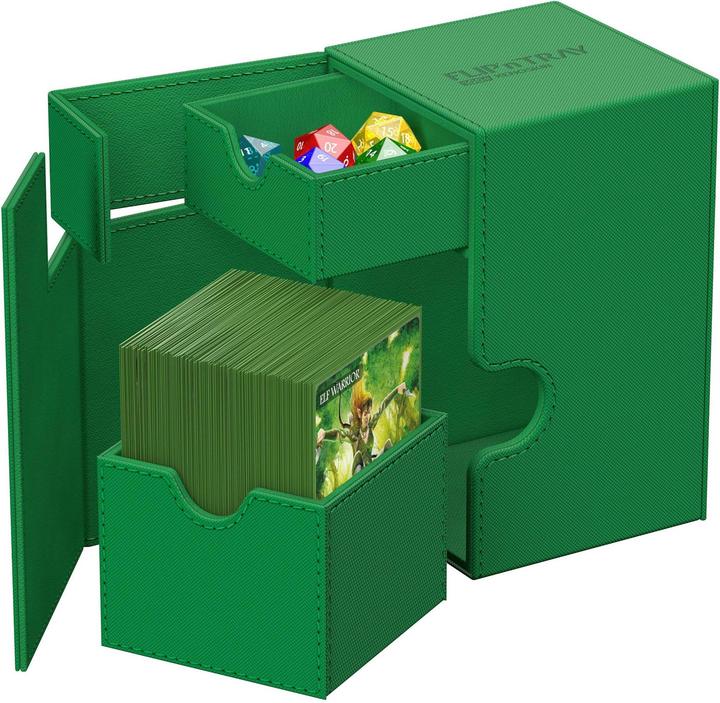 Actual product image Ultimate Guard Card Box Flip'n'Tray XenoSkin Monocolor 100+ Green