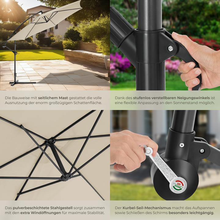 Image du produit tectake Parasol déporté (3.50 m)