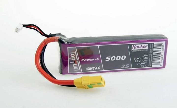 Actual product image Hacker TopFuel LiPo Battery 5000mAh 7.4V 2S 35C MTAG (7.40 V, 5000 mAh)