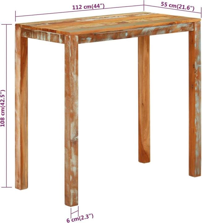 Actual product image vidaXL Bartisch (112 x 55 x 108 cm)