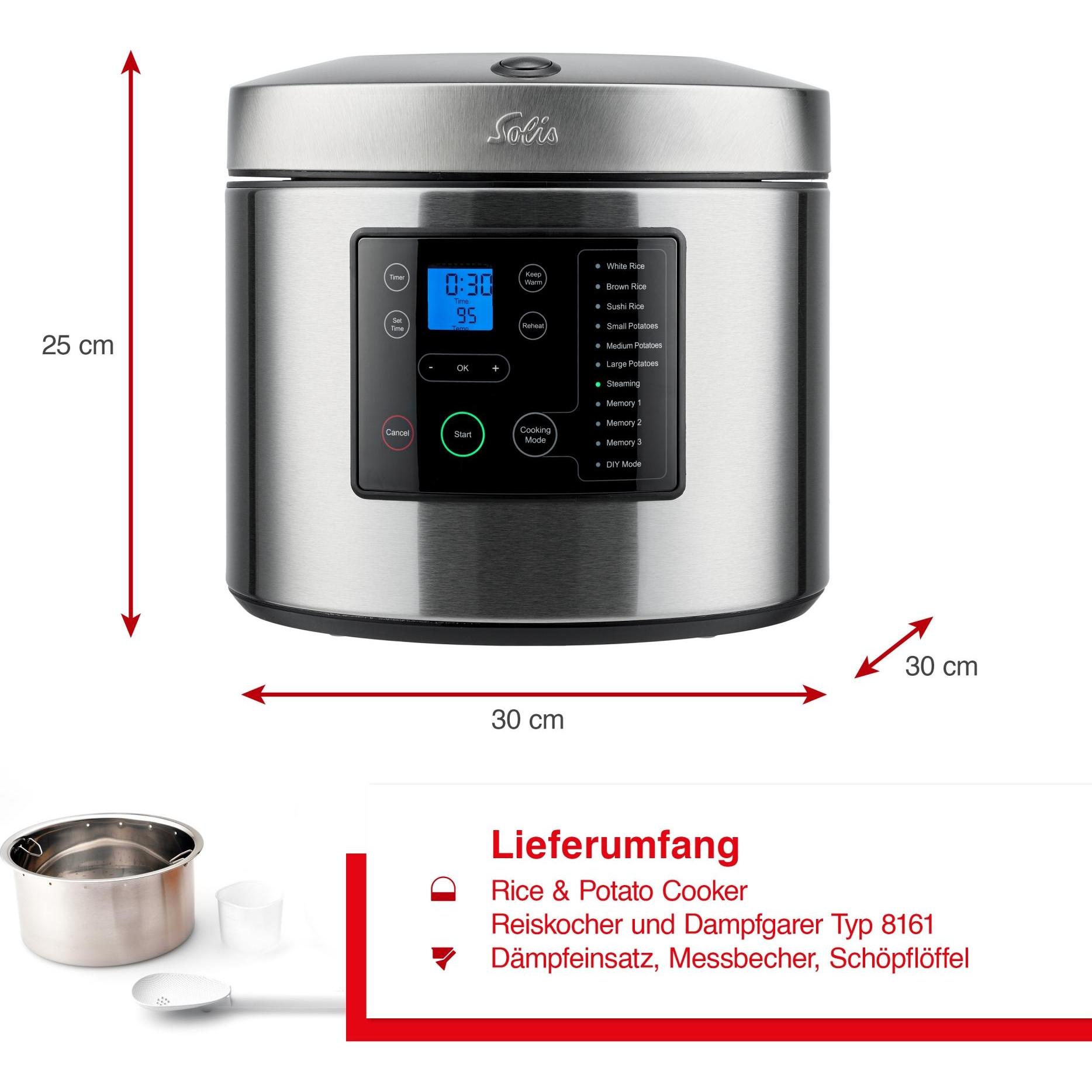 Solis Silber Rice & Potato Cooker, Dampfgarer + Reiskocher,