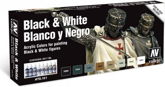 Produktbild Vallejo Model Air Black White Set (Beige, Schwarz, Weiss, Elfenbein, Grau, Braun, 17 ml)