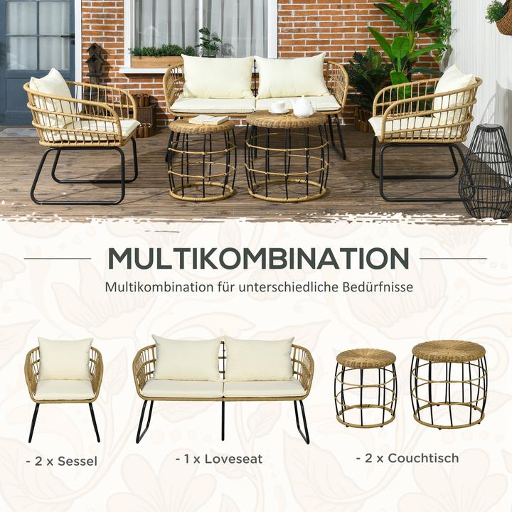 Actual product image Outsunny Garden furniture set with 2 side tables for 4 people