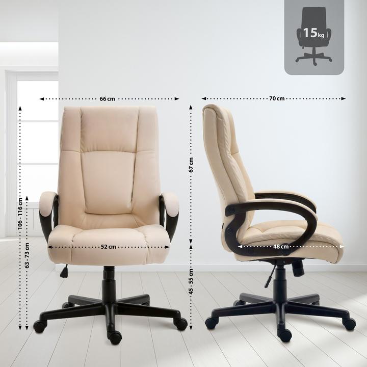 Image du produit CLP Chaise de bureau XL Sparta similicuir, crème (45 - 55 cm)
