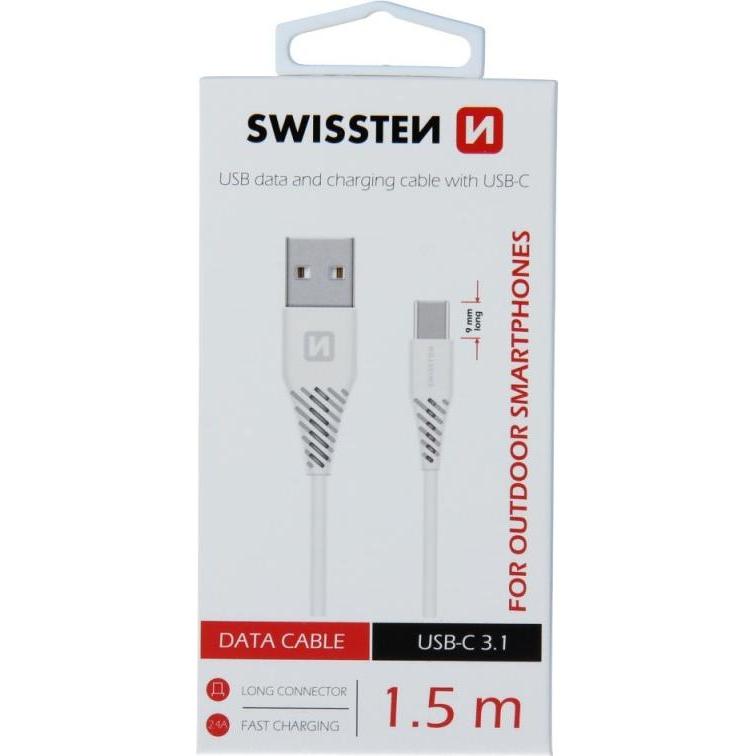 Thumbnail - Swissten Datenkabel USB / USB-C 3.1 1.5 M (9mm) (1.50 m, USB 3.1), USB Kabel