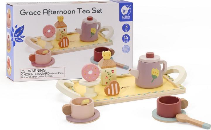 Immagine prodotto Classic World Set da tè Grace in legno con vassoio, 14 pezzi.