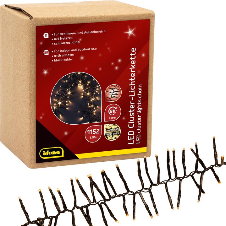 Produktbild Idena LED Cluster Lichterkette warmweiss 28m 1152er Aussen (28 m)