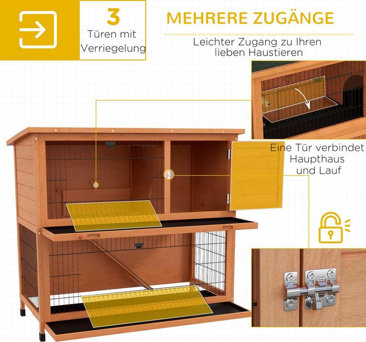 Image du produit PawHut Kaninchenstall Tannenholz, Stahl Orange