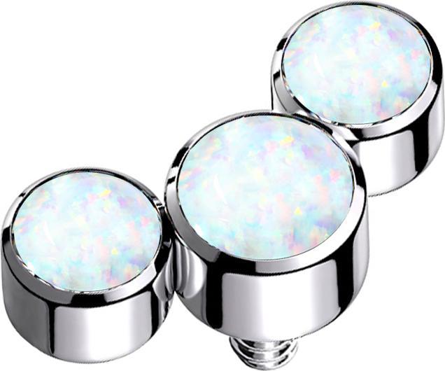 Produktbild Star Piercing Dermal Anchor silber drei Opale weiss (ohne Messing, Chirurgenstahl 316L)