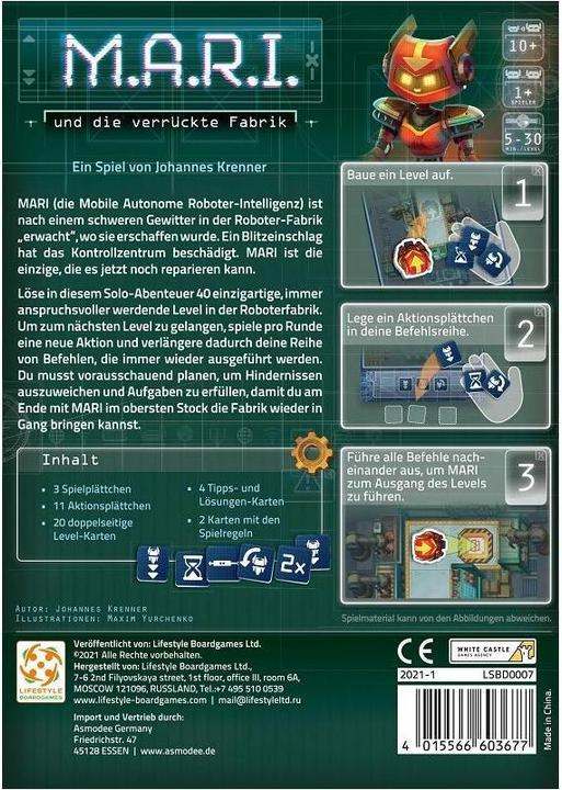 Produktbild Asmodée LSBD0007 - MARI und die verrückte Fabrik, Brettspiel, für 1+ Spieler, ab 10 Jahren (DE-Ausg (Deutsch, 1 Spieler)