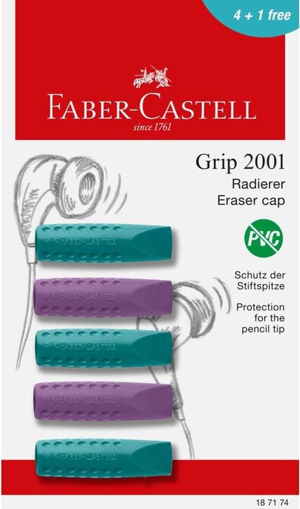 Actual product image Faber-Castell Radierer eraser cap Grip 2001 5x BK