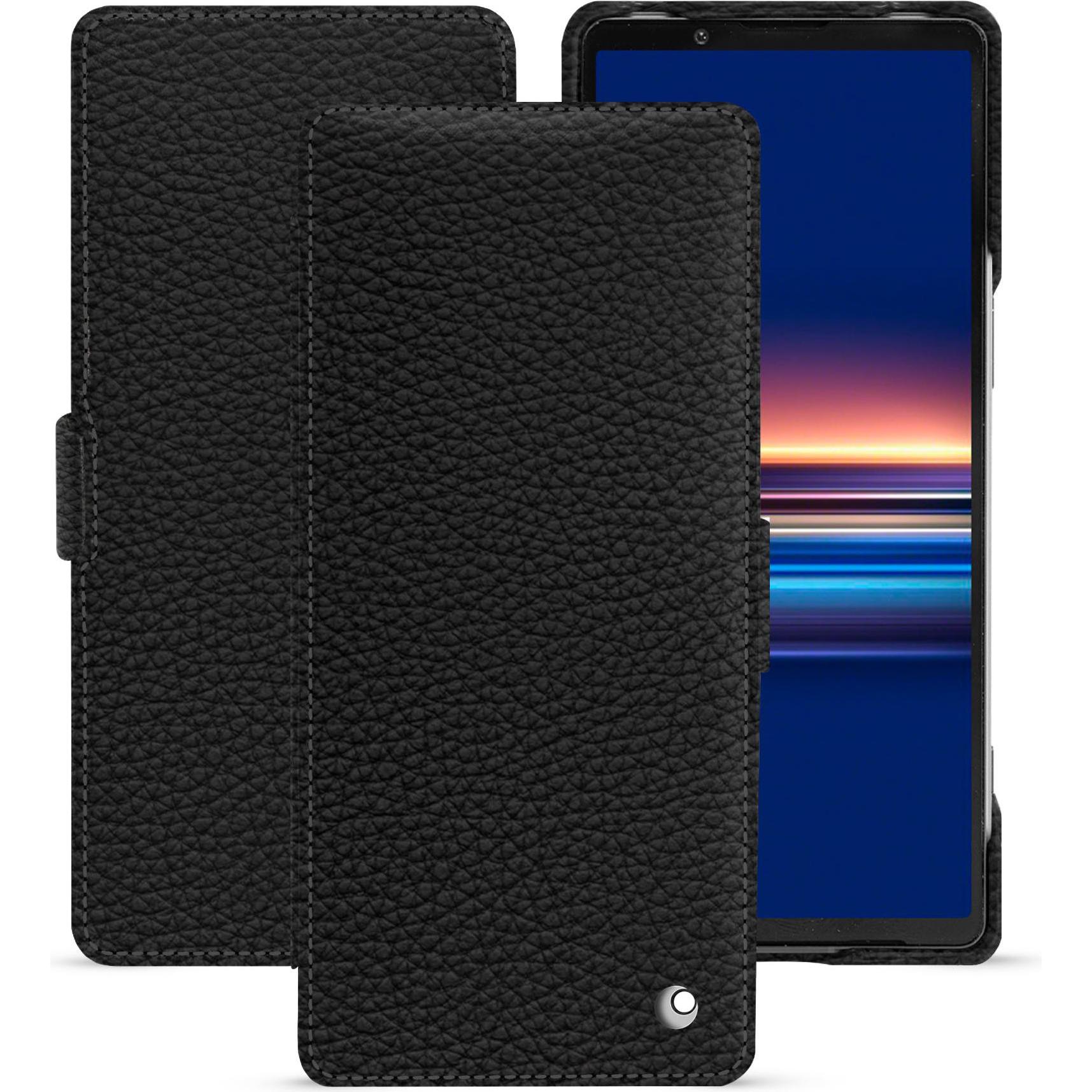 Noreve Lederschutzhülle horizontal (Sony Xperia 5 V), Smartphone Hülle, Schwarz