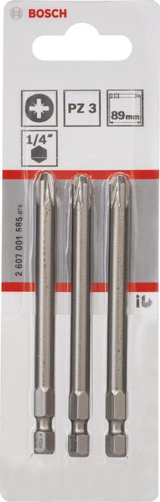 Produktbild Bosch Professional Zubehör Schrauberbit Extra-Hart PZ 3, 89 mm, 3er-Pack (Kreuz Pozidriv PZ)