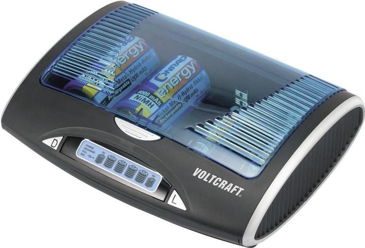 Voltcraft Universal-Ladegerät P600-LCD mit USB (4 Stk., AA, AAA, 9V Block, C, D, Ladegerät ohne Akku)