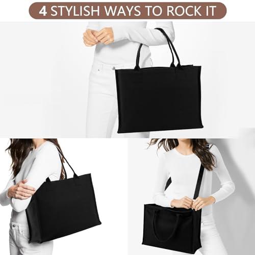 Immagine prodotto Only-Bags.Store Borsa tote in tela, borsa shopper grande da viaggio, borsa da lavoro con tracolla e