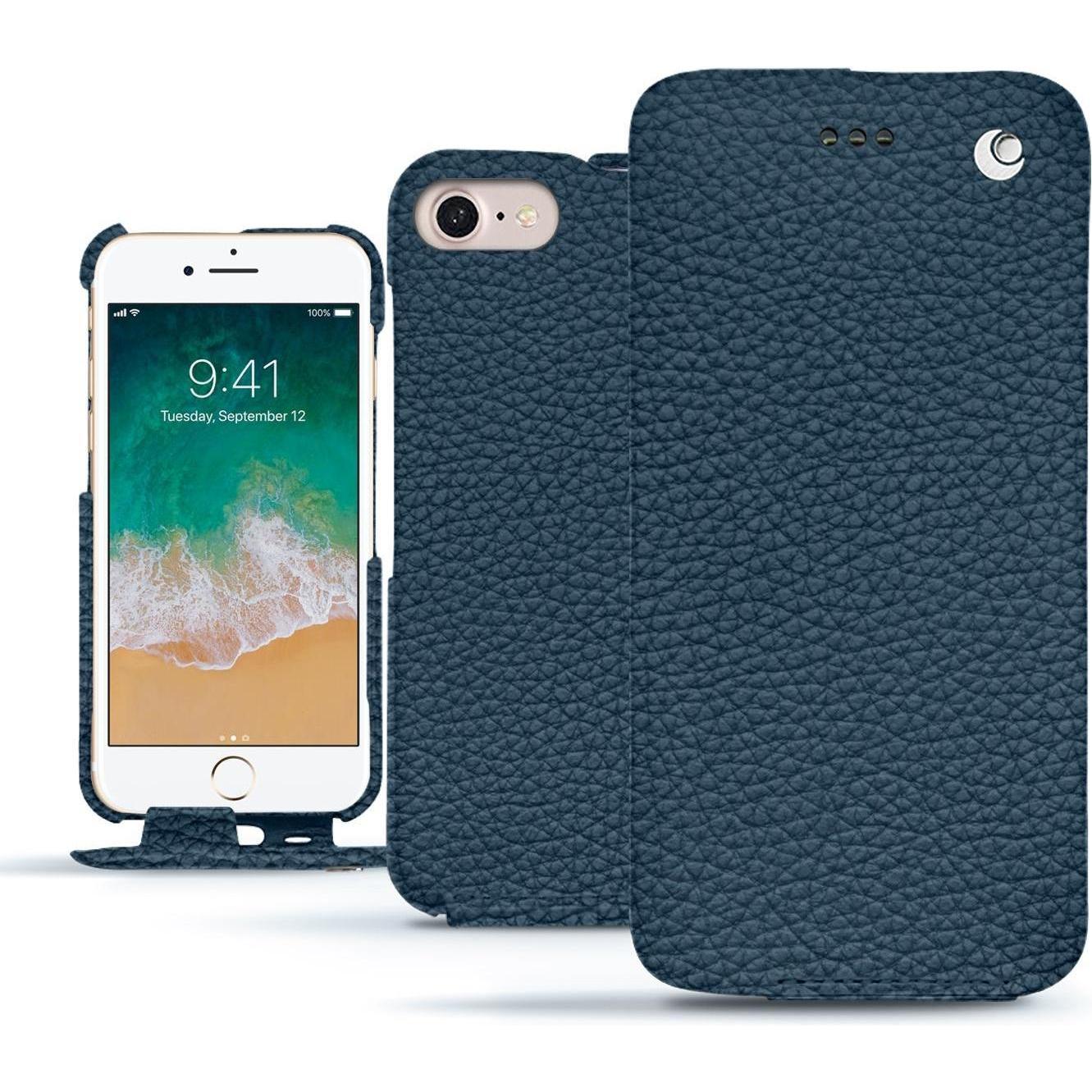 Noreve Lederschutzhülle vertikal (Apple iPhone 7), Smartphone Hülle, Blau