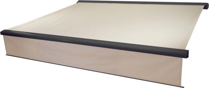 Produktbild Mendler Elektrische Vollkassetten-Markise, 4x3m ausfahrbarer Volant, Polyester Creme, anthrazit - 27198 (4 m)
