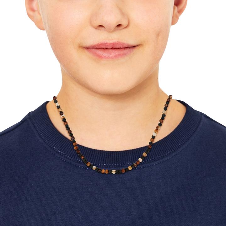 Immagine prodotto S.Oliver Halsschmuck für Jungs, Edelstahl, Steel Beads, Achat (Acciaio inossidabile, 3 cm)