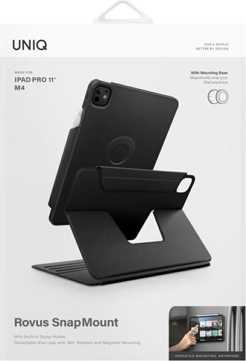 Actual product image Uniq Case Rovus Snapmount Magnetic 360 Rotating Detachable for iPad Pro 11" M4 (2024) black (Apple iPad Pro 11 2024, Apple iPad Pro 11 2025)