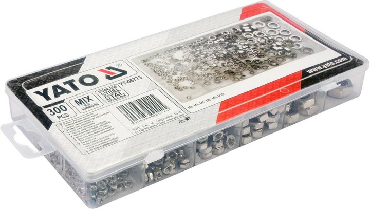 Yato Muttern Sortiment 300 tlg. metrisch Edelstahl Muttern rostfrei Sechskantmuttern